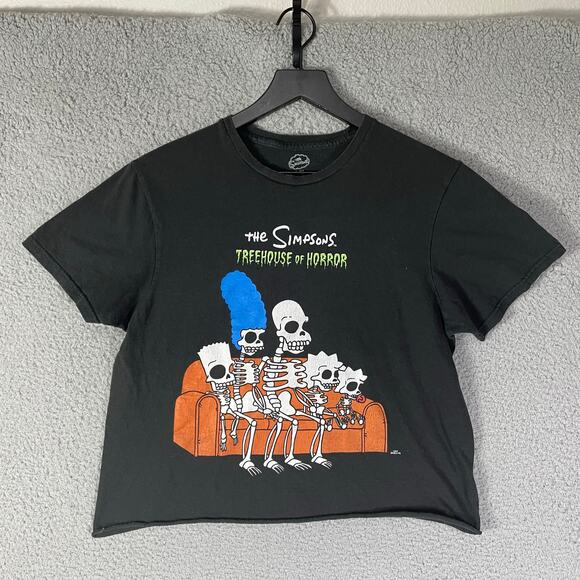 The Simpsons Treehouse of Horror Skeleton Family‎ Couch Black Tee Shirt M - Picture 2 of 7